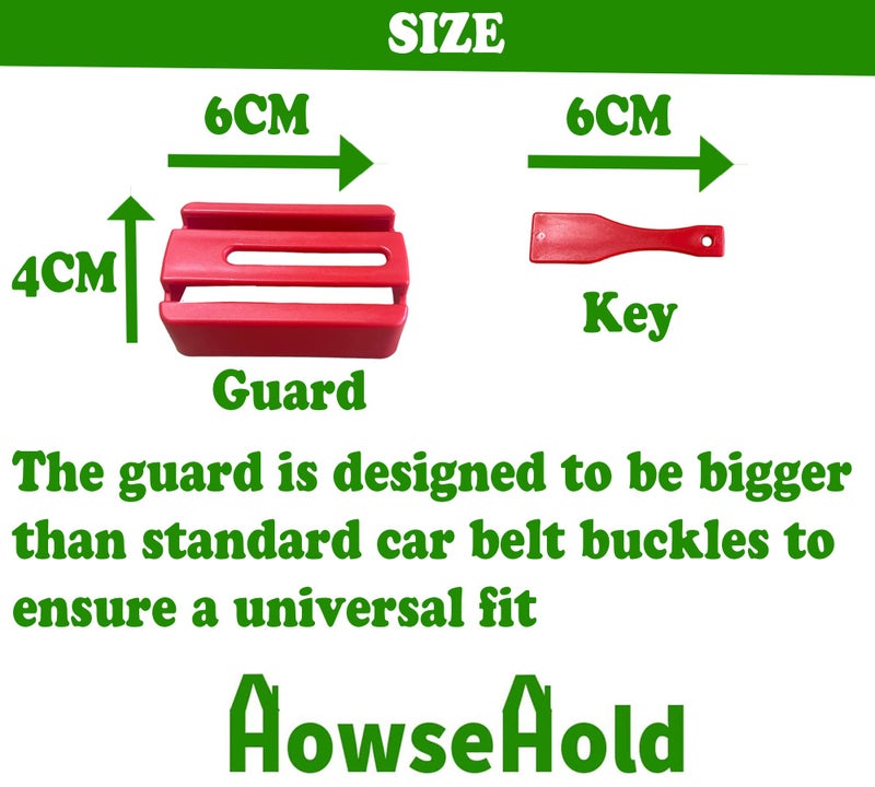 HowseHold Seat Belt Buckle Guard Cover 2 Pack & 4 Release Keys | Universal Fit  Prevents Kids & Disabled Passengers Unbuckling Seat Belts (2x Red Buckle Guards) Sea Belt Lock - Image 4